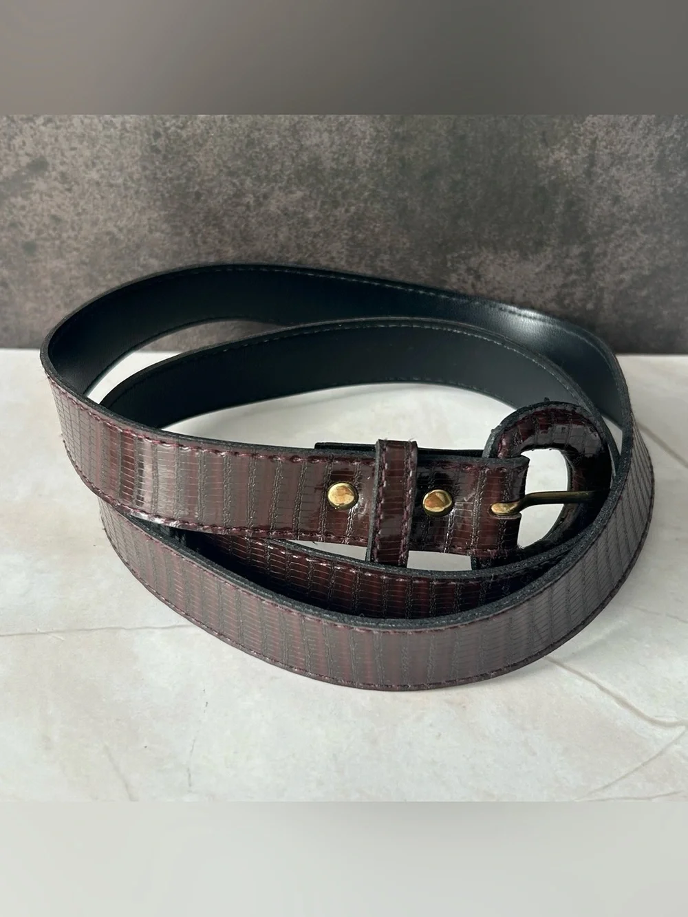 Dark Brown Textured Leather Belt